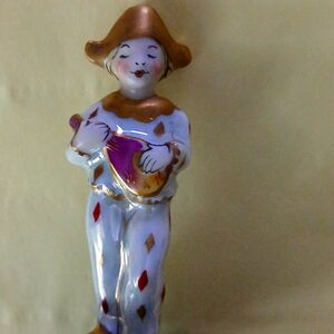 Rare Find Vintange Limoges Porcelain Harlequin Trinket Box.